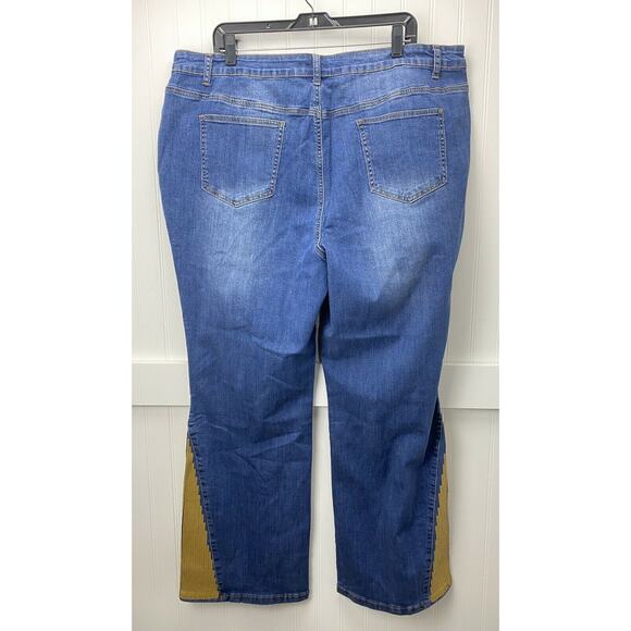 Midnight Velvet Bootcut Flare Jeans 22W Hi-Rise Denim Gold Sequins Plus Size NEW - Picture 2 of 12